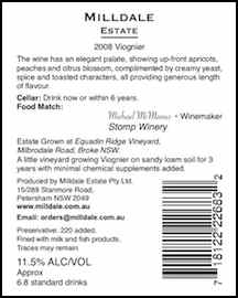Milldale Label Back Viognier